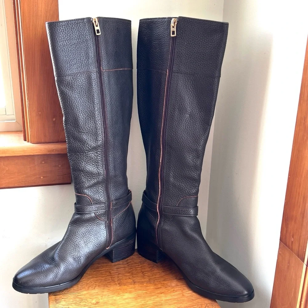 Coach Sullivan Riding Safari Chestnut Pebbled Leather Boots Brown Size 9.5 - Picture 9 of 12